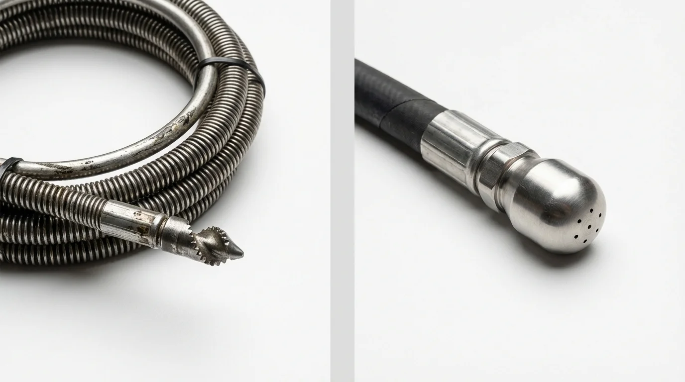 Drain snake cable and hydro jetting nozzle used for drain cleaning in Glen Allen, VA