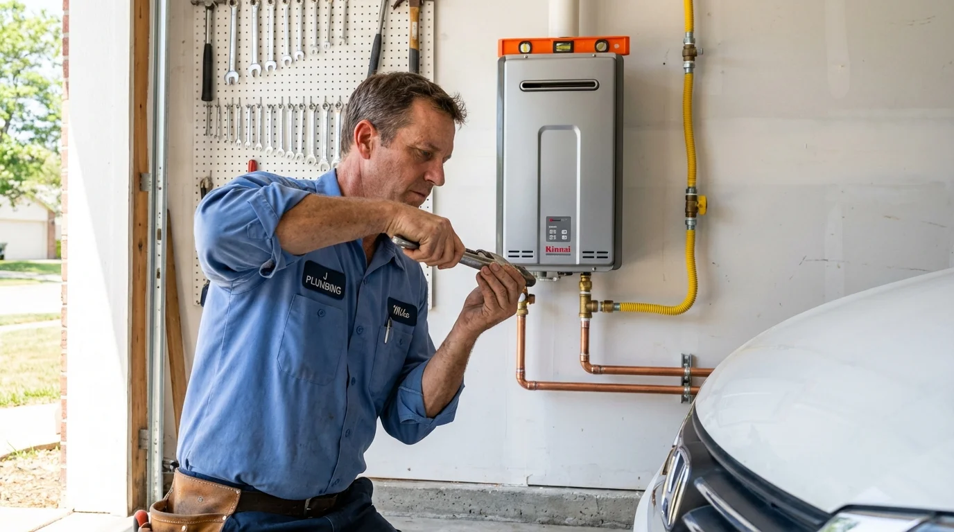 Tankless water heater installation by a Johns Plumbing LLC plumber in Glen Allen